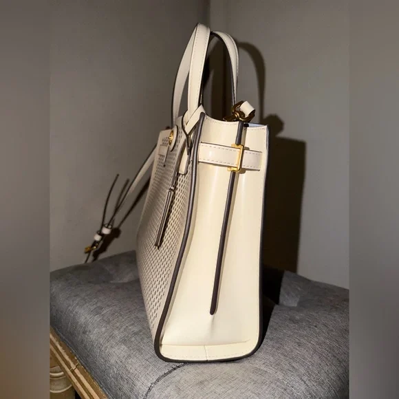 Tory Burch Beige Perforated Satchel - Picture 4 of 5